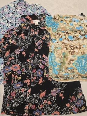 Floral Print Tops & Cream Turquoise Shirt Bundle